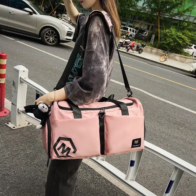 醇龙 多口袋 大容量 干湿分离 尼龙布 单肩斜挎旅行包 常规 男女同款情侣款 黑/卡其/粉/黄/红/青绿/蓝/军绿