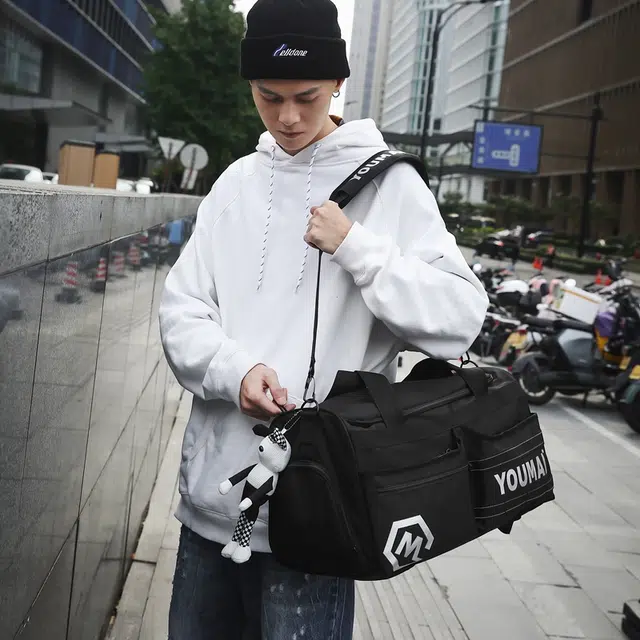 醇龙 中性风休闲简约旅游时尚百搭多功能 尼龙布 旅行包 男女同款情侣款 黑/黄/紫/红/灰/青绿/粉