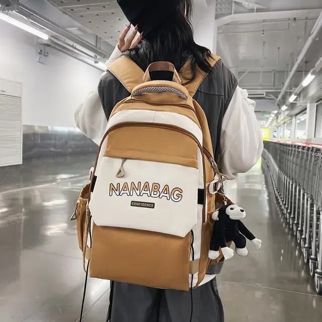 醇龙  尼龙男女通用多色双肩包简约耐脏撞色学生大容量耐磨旅行包