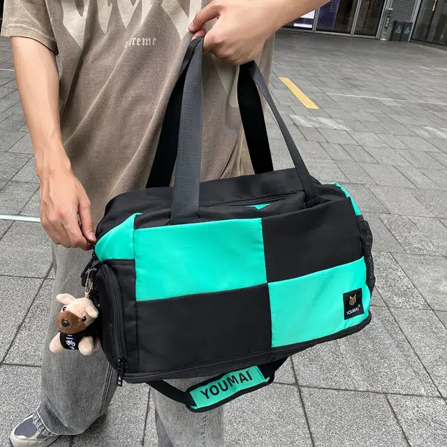 醇龙 大容量干湿分离时尚 尼龙 单肩包 男女同款情侣款 黑/红/黄/卡其/青绿/军绿/粉