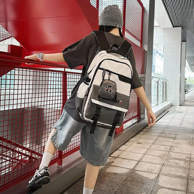 醇龙 日系工装小众 尼龙 双肩包 常规 男女同款情侣款 灰色/黑色/卡其色/绿色/蓝色