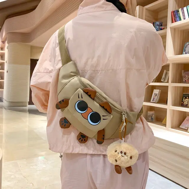 醇龙 卡通韩版可爱猫咪学生 胸包单肩包斜挎包 尼龙 女生 多色