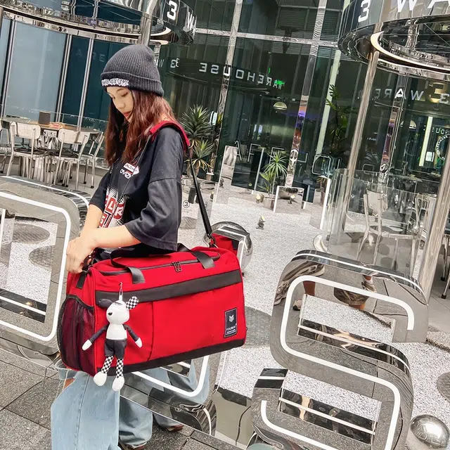 醇龙 大容量 简约纯色干湿分离 尼龙布 单肩包 男女同款情侣款 黑/黄/蓝/青绿/红/卡其/粉
