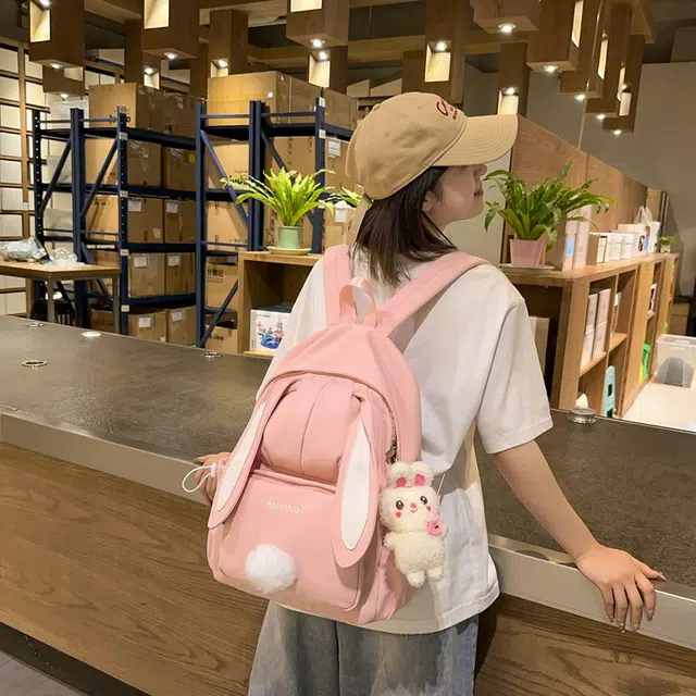 醇龙 韩版学生大容量小清新兔子外出旅行 双肩包 女款 尼龙 多色
