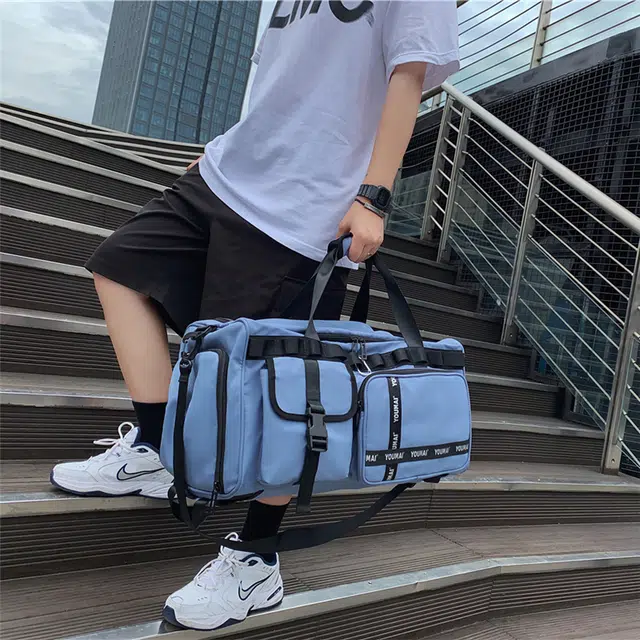 醇龙 多功能干湿分离简约短途旅游时尚百搭 尼龙 旅行包 男女同款情侣款 黑/粉/黄/绿/卡其/牛仔蓝
