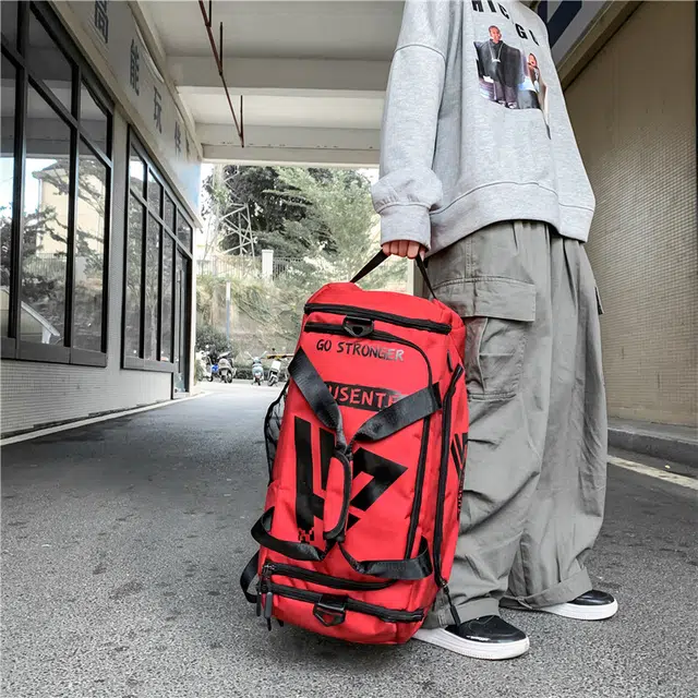 醇龙 多功能双肩大容量 牛津纺 旅行包 常规 男女同款情侣款 黑/红/灰