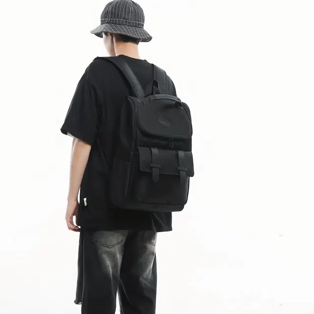 醇龙 男女通用 黑色 牛津布拼网 双肩包 休闲大容量拉链开合