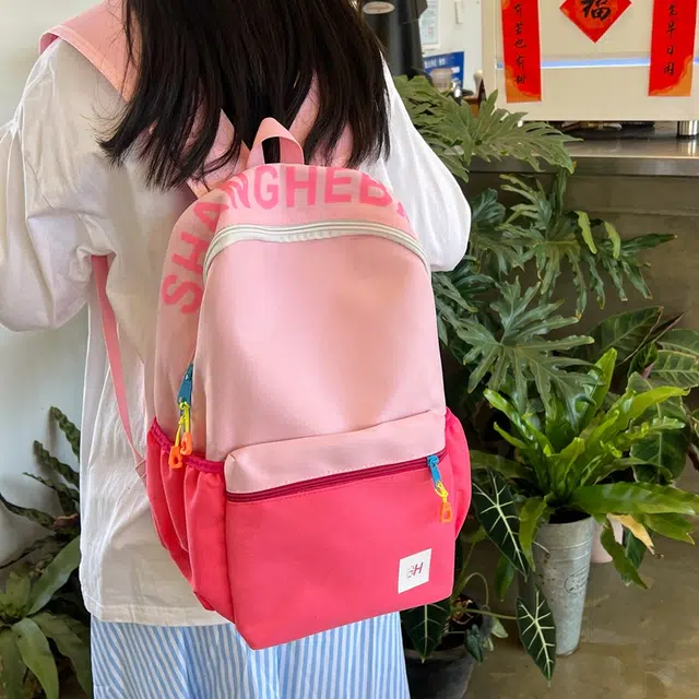 醇龙 学生复古韩版撞色大容量 牛津布 双肩包 常规 男女同款情侣款 藏蓝黄/灰/黑/玫粉蓝/浅粉
