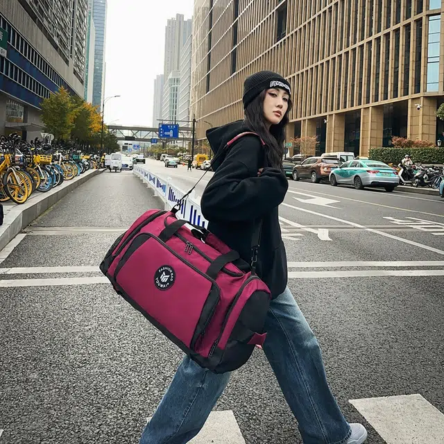 醇龙 多功能大容量干湿分离 牛津布 旅行包 男女同款情侣款 酒红色 青绿色/牛仔蓝色/黑色/灰色/黄色/紫色