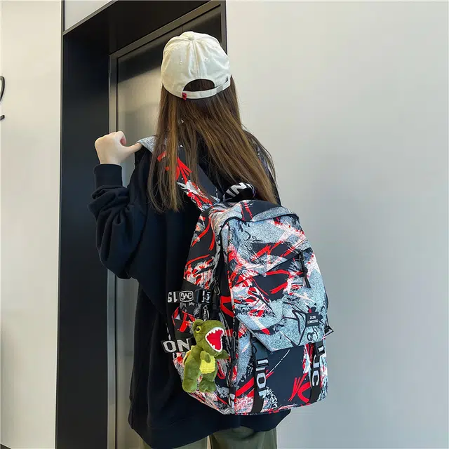 醇龙 涂鸦学生时尚潮流 尼龙 双肩包 常规 男女同款情侣款 多色