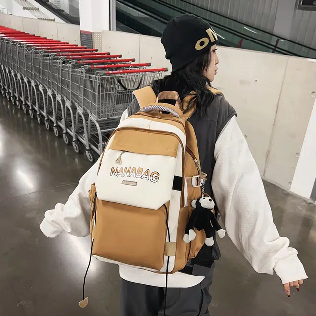 醇龙  尼龙男女通用多色双肩包简约耐脏撞色学生大容量耐磨旅行包