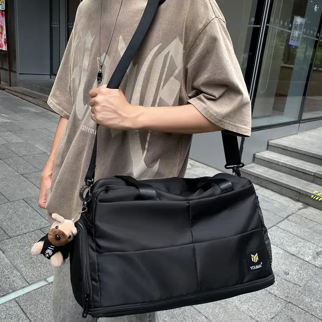 醇龙 大容量干湿分离时尚 尼龙 单肩包 男女同款情侣款 黑/红/黄/卡其/青绿/军绿/粉