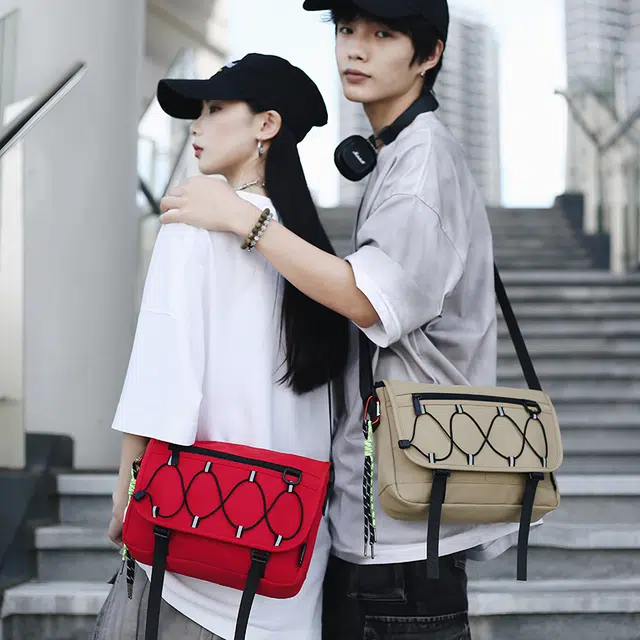 醇龙 时尚休闲原宿工装风 尼龙布 斜挎包 男女同款情侣款 红/卡其/黑/白