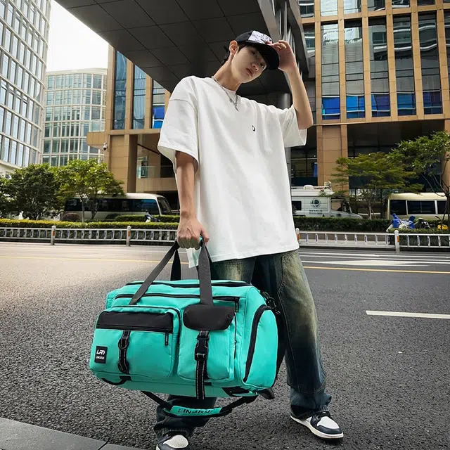 醇龙 多口袋干湿分离 尼龙 旅行包 男女同款情侣款 黑/军绿/灰/果绿