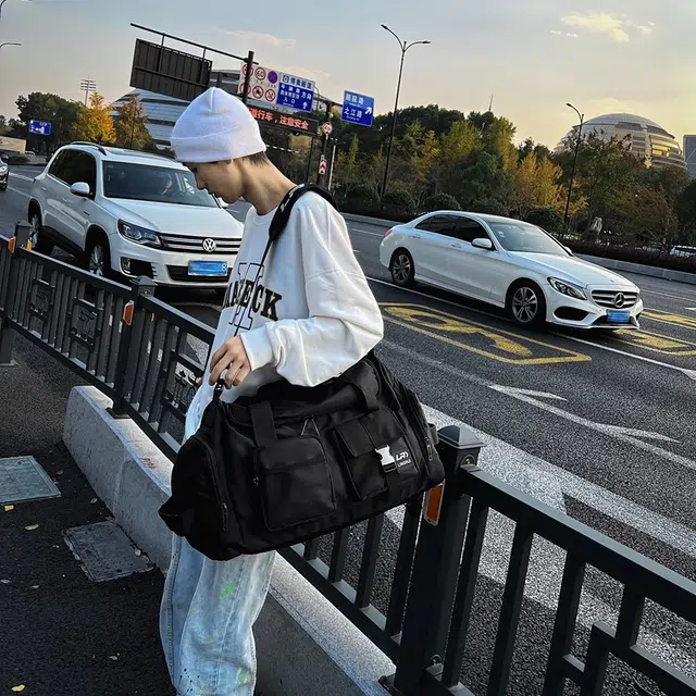 醇龙 多口袋纯色干湿分离 大容量 尼龙 旅行包 男女同款情侣款 多色