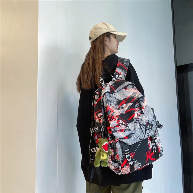 醇龙 涂鸦学生时尚潮流 尼龙 双肩包 常规 男女同款情侣款 多色