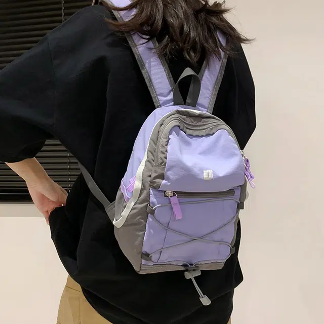 醇龙  潮牌三色双肩包撞色简约拼色复古轻便情侣背包 尼龙 男女通用情侣 多色