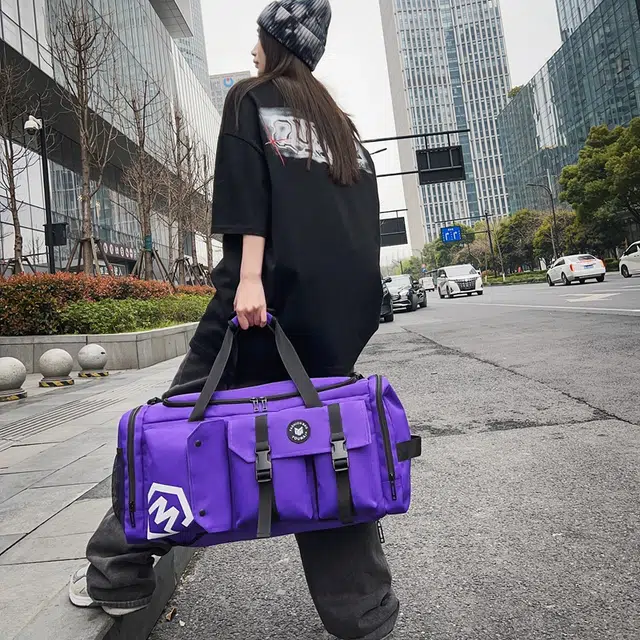 醇龙 大容量多功能干湿分离带独立鞋仓 牛津布 旅行包 男女同款情侣款 黑/黄/灰/白/紫/粉/青绿/桔红