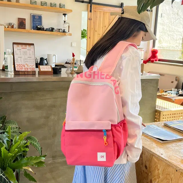 醇龙 学生复古韩版撞色大容量 牛津布 双肩包 常规 男女同款情侣款 藏蓝黄/灰/黑/玫粉蓝/浅粉