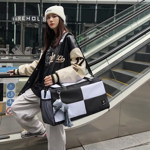 醇龙 大容量短途旅行干湿分离多用 牛津布 单肩包 男女同款情侣款 黑/青绿/蓝/灰/粉/紫/黄/红/白