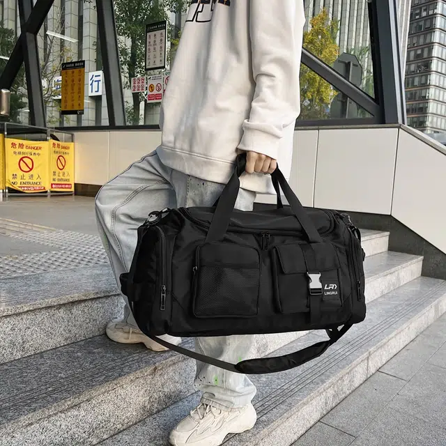 醇龙 多口袋纯色干湿分离 大容量 尼龙 旅行包 男女同款情侣款 多色