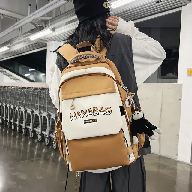 醇龙  尼龙男女通用多色双肩包简约耐脏撞色学生大容量耐磨旅行包