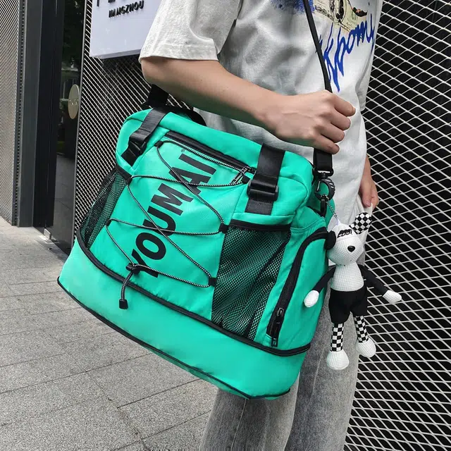 多功能运动训练游泳独立鞋仓 尼龙 健身包 中号 男女同款情侣款 青绿色/军绿色/粉色/黑色/红色/黄色/卡其色