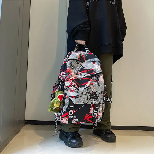 醇龙 涂鸦学生时尚潮流 尼龙 双肩包 常规 男女同款情侣款 多色