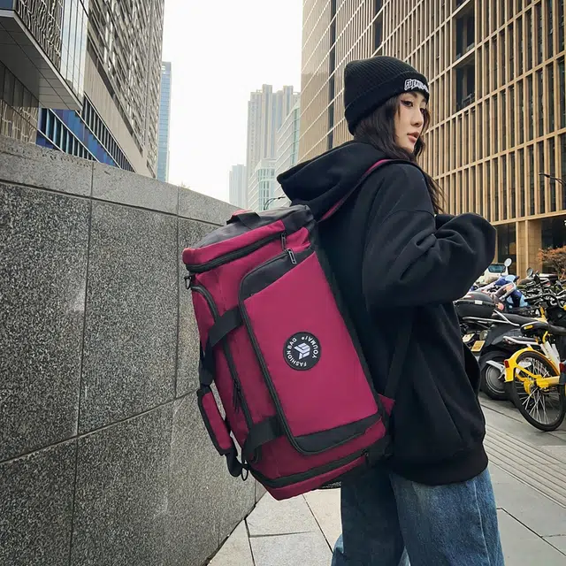 醇龙 多功能大容量干湿分离 牛津布 旅行包 男女同款情侣款 酒红色 青绿色/牛仔蓝色/黑色/灰色/黄色/紫色