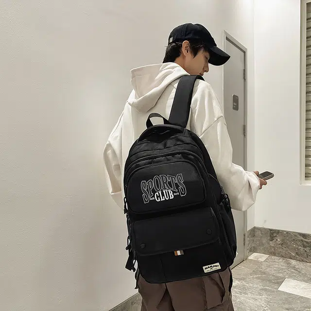 醇龙 多功能耐磨防刮防泼水大学生轻便通勤收纳电脑包 尼龙 双肩包 常规 男女同款情侣款 黑色/白色/卡其色