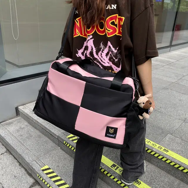 醇龙 大容量干湿分离时尚 尼龙 单肩包 男女同款情侣款 黑/红/黄/卡其/青绿/军绿/粉