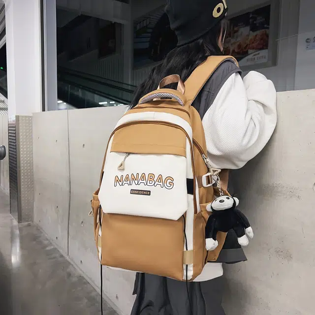醇龙  尼龙男女通用多色双肩包简约耐脏撞色学生大容量耐磨旅行包