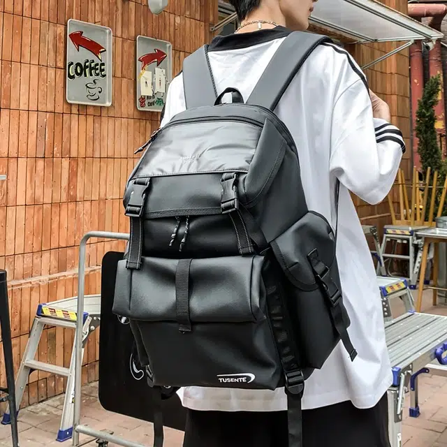 茵初 潮流简约时尚百搭 牛津布 背包双肩包 男女同款情侣款 黑色/白色/灰色