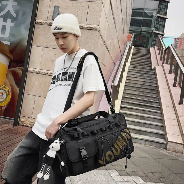 醇龙 多功能大容量运动 尼龙 旅行包 男女同款情侣款 黑色/米白色/军绿色/青绿色/红色/黄色/粉色