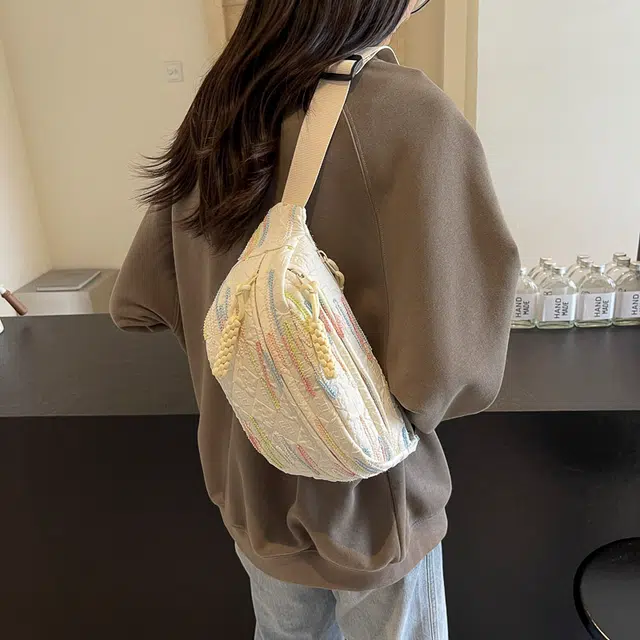 醇龙 高颜值简约时尚 尼龙布 胸包 男女同款情侣款 米白/蓝/粉/咖/黑