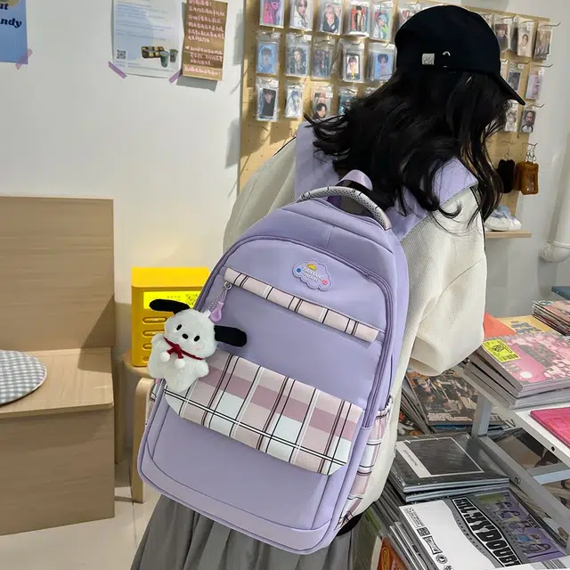醇龙 韩版初中高中大容量校园防水 双肩包 尼龙 男女同款情侣款 多色