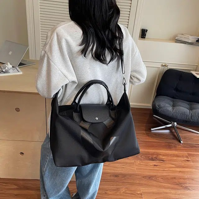 醇龙 休闲高级感通勤 尼龙 单肩包手提包 常规 男女同款情侣款 黑色/卡其