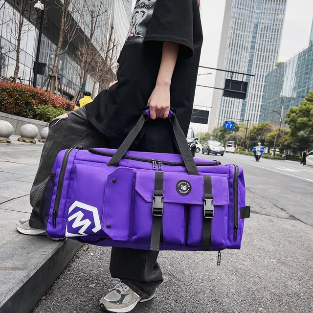 醇龙 大容量多功能干湿分离带独立鞋仓 牛津布 旅行包 男女同款情侣款 黑/黄/灰/白/紫/粉/青绿/桔红