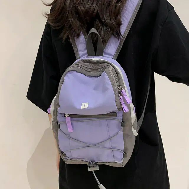 醇龙  潮牌三色双肩包撞色简约拼色复古轻便情侣背包 尼龙 男女通用情侣 多色