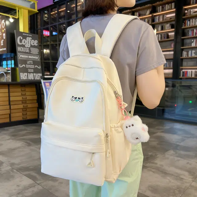 醇龙  尼龙男女通用百搭日系韩版双肩包大容量纯色 多色