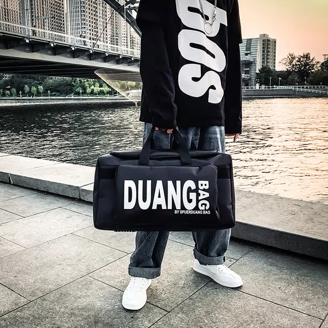 茵初 简约百搭时尚健身旅行 牛津布 手提包 常规 男女同款情侣款 黑色