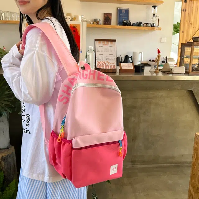 醇龙 学生复古韩版撞色大容量 牛津布 双肩包 常规 男女同款情侣款 藏蓝黄/灰/黑/玫粉蓝/浅粉