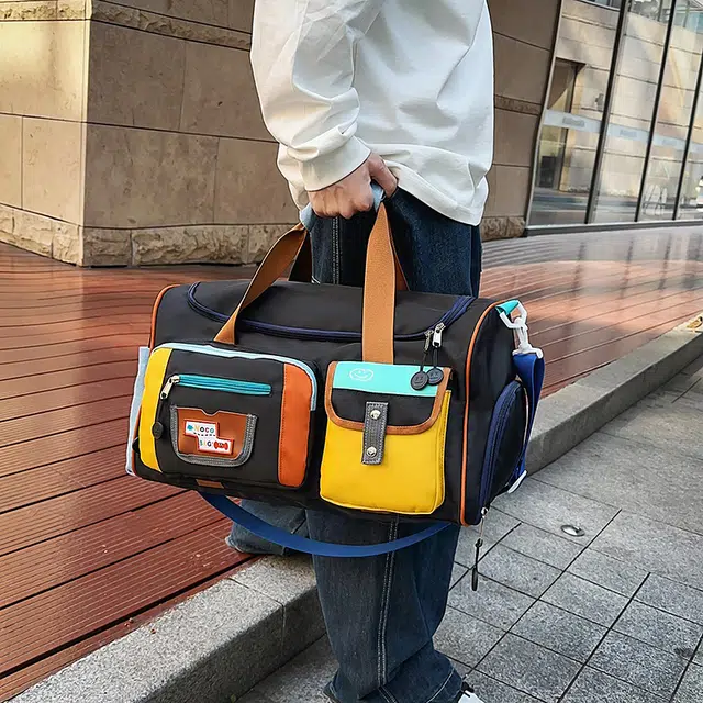 醇龙 运动健身包撞色短途收纳手提轻便出差行李包 尼龙 旅行包 男女同款情侣款 多色