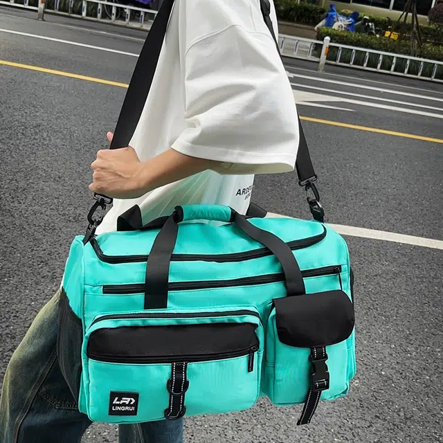 醇龙 多口袋干湿分离 尼龙 旅行包 男女同款情侣款 黑/军绿/灰/果绿