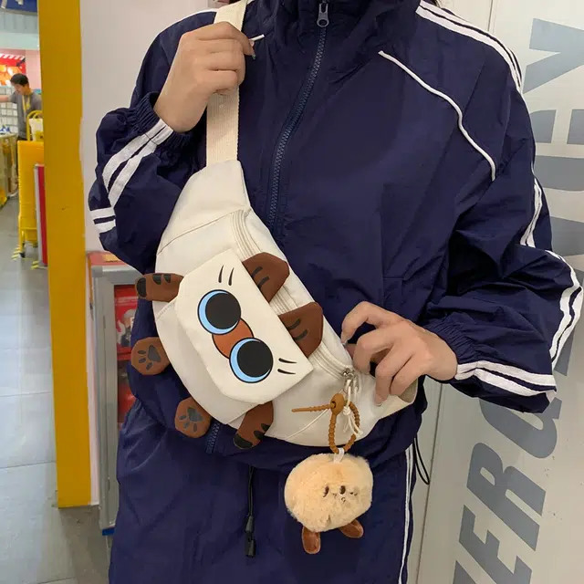 醇龙 卡通韩版可爱猫咪学生 胸包单肩包斜挎包 尼龙 女生 多色