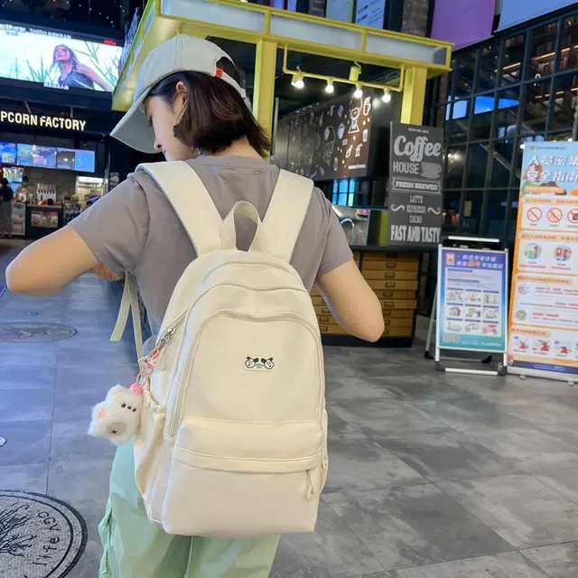 醇龙  尼龙男女通用百搭日系韩版双肩包大容量纯色 多色