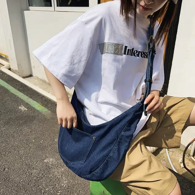 醇龙 小众设计韩版口袋 牛仔布 单肩包 常规 女款 黑/深蓝/浅蓝