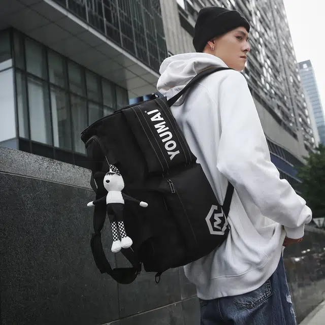 醇龙 中性风休闲简约旅游时尚百搭多功能 尼龙布 旅行包 男女同款情侣款 黑/黄/紫/红/灰/青绿/粉