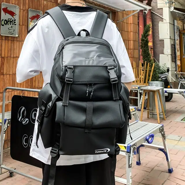 茵初 潮流简约时尚百搭 牛津布 背包双肩包 男女同款情侣款 黑色/白色/灰色