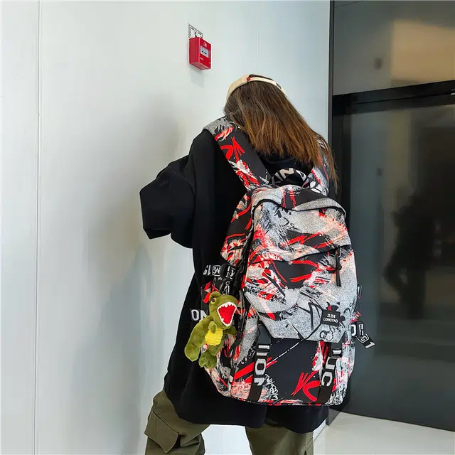 醇龙 涂鸦学生时尚潮流 尼龙 双肩包 常规 男女同款情侣款 多色